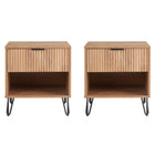 Manhattan Comfort DUMBO 20.07" Modern 1-Drawer Nightstand 2-Piece Set - Golden Brown-Modern-Contemporary with a taste of Glam - Nightstand for Bedroom and Living Room Use. Set of 2