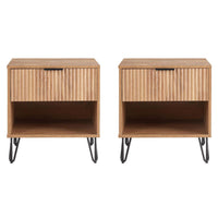 Manhattan Comfort DUMBO 20.07" Modern 1-Drawer Nightstand 2-Piece Set - Golden Brown-Modern-Contemporary with a taste of Glam - Nightstand for Bedroom and Living Room Use. Set of 2