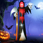 Outsunny 12' Lit Inflatable Grim Reaper Halloween Decoration-Package includes eight ground stakes and three ropes for secure installation