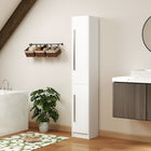 HOMCOM Tall Bathroom Storage Cabinet with Three Adjustable Shelves - White-Anti-tipping design provides stability and safety