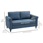 HOMCOM Loveseat Sofa with Curved Armrests - Dark Blue-Removable and washable back cushion cover for added convenience