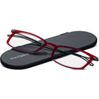 ThinOptics FrontPage Collection Glasses with Milano Black Case - Brooklyn - 1.0 - Red-Optical-grade polycarbonate lenses (used for high-end prescription glasses) are shatter-proof, lighter than a nickel, and as thin as 2 credit cards