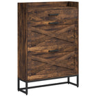 HOMCOM Narrow Shoe Cabinet with 2 Flip Doors & Top Drawer - Rustic Brown-Compact design, ideal for small entryways, hallways, or any narrow places
