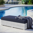 Modway Convene Outdoor Patio Rectangular Ottoman - Light Grey/Navy-Powder-Coated Aluminum Frame