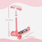 Qaba 3 Wheel Toddler Scooter with 3-level Adjustable Height, Rear-Fender Brake, LED Light - Pink-Adjustable height settings accommodate growing kids 