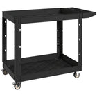 HOMCOM 2-Tier Rolling Tool Cart with Wheels - Black-Two-tier shelves and divider trays maximize storage capacity