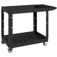 HOMCOM 2-Tier Rolling Tool Cart with Wheels - Black-Two-tier shelves and divider trays maximize storage capacity