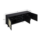 Manhattan Comfort Sheridan 62.99" Mid-Century Modern TV Stand - Black-Includes 3 Soft Close Doors with 6 Concealed Compartments