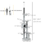 PawHut 89" - 100 Floor-To-Ceiling Cat Tree with Anti-tip Kit - Grey-Hanging toys engage cats, keeping them entertained and active 