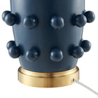Hudson&Canal Farrington 26" Tall Ceramic Table Lamp with Fabric Shade - Matte Navy/White-Includes a 6 ft. cord with rotary socket switch