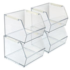 Azar Small Stackable Plastic Storage Bin - Clear - 4 Pack-Stackable design creates vertical storage and saves valuable space