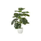Monarch Specialties 24" Artificial Indoor Monstera - Table - White Pot-Lush and realistic 24" tall artificial monstera plant set in a modern 5 inch white pot, perfect to set on a table or shelf for a pop of greenery
