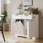 HOMCOM 7 Gallon Tilt Out Trash Sideboard Buffet Cabinet with Hidden Garbage Space & Drawers - White-Two drawers store utensils and small kitchen essentials