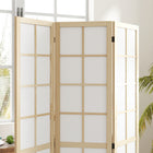 HOMCOM 3 Panel Freestanding Room Divider for Bedroom - Natural and White-Material: Pine Wood, Nonwoven Fabric 
