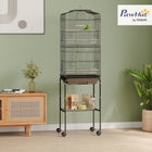 PawHut 62" H Rolling Bird Cage with Accessories, Detachable Stand and Storage - Black-Two large doors and six smaller doors for convenient access to the interior 