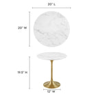 Modway Lippa 20" Round Faux Marble Side Table - Gold White-Artificial Marble Tabletop