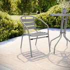 Flash Furniture Silver Metal Restaurant Stack Chair with Aluminum Slats-Stacks up to 22 Chairs High