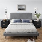 Manhattan Comfort Granville 18.11" Modern 2-Drawer Nightstand 2-Piece Set - Black-Includes 2 Full Extension Drawers with Top Drawer Designed in Vertical Textured Ribbed Lines Made from Solid Wood
