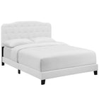 Modway Amelia Upholstered Fabric Queen Bed - White-Padded Button-Tufted Headboard