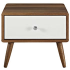 Modway Transmit Nightstand - Walnut White-Durable Particleboard