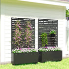 Outsunny Metal Planter Box on Wheels with 63" H Trellis - 35" L x 12" D - Black-Metal construction with powder coating resists corrosion 