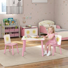 Qaba 3-Piece Kids Table & Chair Set for Boys & Girls Aged 3-8 - Pink-Designed for kids aged 3 years and up

