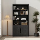 Manhattan Comfort Rivington 40" Modern 4-Shelf Bookcase Cabinet - Black-4 spacious open shelves provide generous storage for books, decor, or baskets