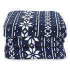 BIOS Living Micro Plush Heated Throw - Navy Fairisle-10 Hour auto shut-off