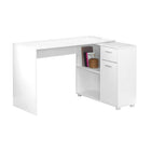 Monarch Specialties 7350 46" Computer Desk - White With A Storage Cabinet-L-shaped computer desk with storage in a white finish