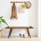Modway Saoirse 47" Wove Rope Wood Bench - Walnut/Natural-Foot Pads for Floor Protection