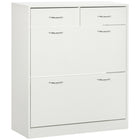 HOMCOM Entryway Shoe Cabinet with 2 Flip Drawers for 12 Pairs - White-Compact design, great for small entryways, hallways, or any narrow places