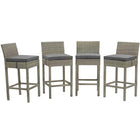 Modway Conduit Outdoor Patio Wicker Rattan Bar Stool - Light Gray Charcoal - Set of 4-Modern Outdoor Bar Stool