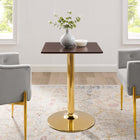 Modway Verne 24" Square Dining Table - Gold Cherry Walnut-MDF Tabletop