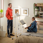 HOMCOM 23.6" Mobile Stand Up Desk - Natural Wood-Assembly required