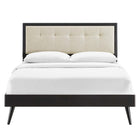 Modway Willow Wood Queen Platform Bed with Splayed Legs - Black Beige-Wood Slat Support System