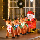 HOMCOM 4.5' Lit Inflatable Santa Claus on Sleigh and Deer Christmas Yard Decoration-6 white LED light groups in the internal decoration brings a vibrant effect and enhances visibility at night 