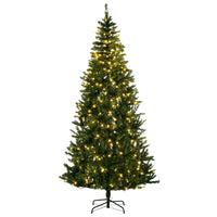 HOMCOM 7.5' Pre-Lit Artificial Christmas Tree with Warm White LEDs - Green-2.25m tall artificial Christmas tree in a realistic tree style 
