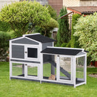 PawHut 2-Tier Wooden Rabbit Hutch with Ramp and Outdoor Run - Grey-Living house AND RUN box with lockable doors allow you to easily TAKE out AND place your animals