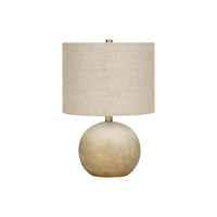 Monarch Specialties 20" H Contemporary Table Lamp - Beige Concrete / Beige Shade-Illuminate your office, living room, or bedroom with this chic sphere shaped 20"h table lamp with a beige concrete base in a textured finish, and topped with a refined beige linen drum shade and gold finial for an eye-catching contemporary appeal