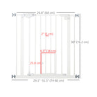 PawHut 29-32 Inch Pet Gate with Cat Door - White-Adults can open the door with a hand by sliding the button on both ends at the same time and lifting