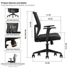 Kopplen Ergonomic Office Chair with Lumbar Support - Black-Maximum Weight Capacity: 341lbs (154.67kgs)