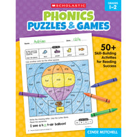 Scholastic Teaching Solutions Phonics Puzzles & Games Activity Book for Grades 1-2-Supports the Science of Reading