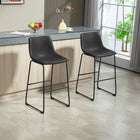 HOMCOM Counter Height Bar Stools with Back - Dark Brown - 2 Pack-Footrest for a relaxed posture
