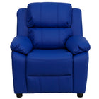 Flash Furniture Deluxe Padded Contemporary Vinyl Kids Recliner with Storage Arms - Blue-Flip-Up Storage Arms