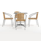 Flash Furniture 27.5'' Square Aluminum Indoor-Outdoor Table with 4 Beige Rattan Chairs (TLH-ALUM-28SQ-020BGECHR4-GG)-ANSI BIFMA Certified