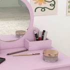 Qaba Kids Vanity Table with Mirror & Stool - Cat Design - Pink-Clear and visible mirrors are made of acrylic 
