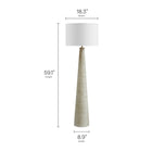 Modway Saylor Carved Ribbed Wood Floor Lamp With Drum Shade - White Grey-Carved Ribbed Tapered Wood Base