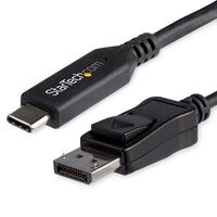 Startech 6ft USB Type-C to DP 1.4 Alt Mode Video Adapter Converter Cable - Black-High performance: USB-C to DisplayPort 1.4 (32.4Gbps) adapter cable compatible w/ HDR/DisplayHDR, HBR3, Display Stream Compression (DSC), HDCP 2.2/1.4. 8K 60Hz (7680x4320), 5K 60Hz, 4K 120Hz & 1080p
