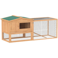 PawHut 62.25" L Wooden Rabbit Hutch with Run - Orange-Ideal for rabbits, tortoise, bunnies, guinea pigs, ferrets, and similar sized animals 