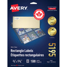 Avery White Rectangle Labels with Easy Peel, 2/3" x 1-3/4", for Laser/Inkjet Printer, 1500 Pack (5195)-2/3" x 1-3/4", White